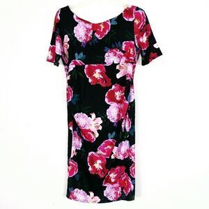 Asos Maternity Black & Pink Floral Scoop Neck Dress